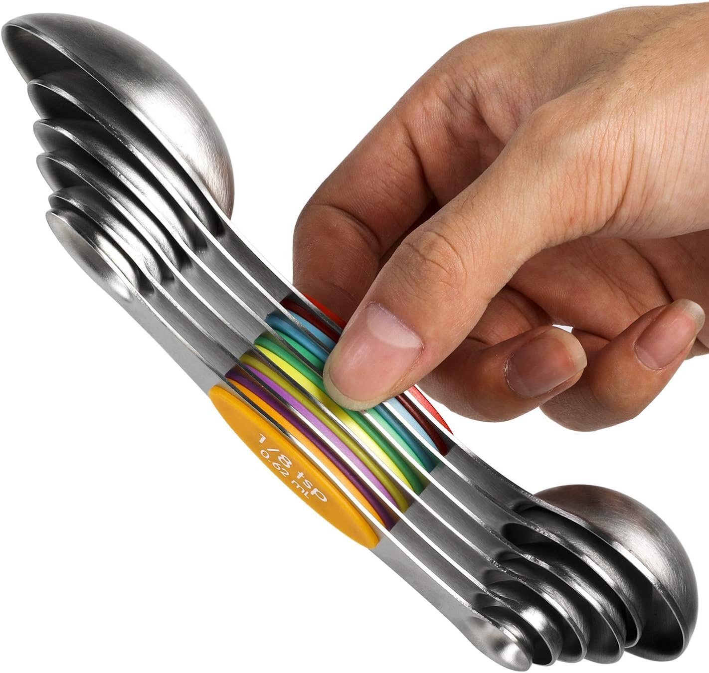 Magnetic Measuring Spoons Set – Stainless Steel, Stackable Dual-Sided Teaspoons & Tablespoons for Dry and Liquid Ingredients, Set of 6 - Image 2