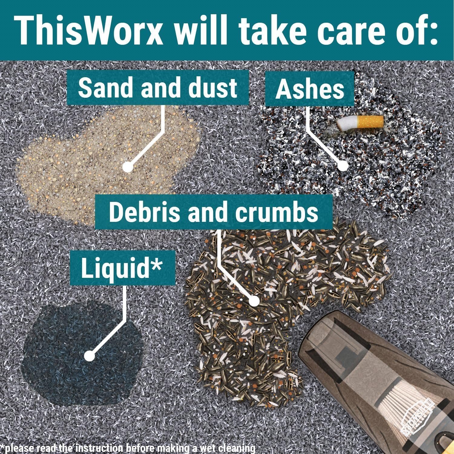 THISWORX Car Vacuum Cleaner – Portable High-Power Handheld Vacuum with 3 Attachments, 16 ft Cord & Storage Bag, 12V Auto Interior Detailing Accessory (Black) - Image 4