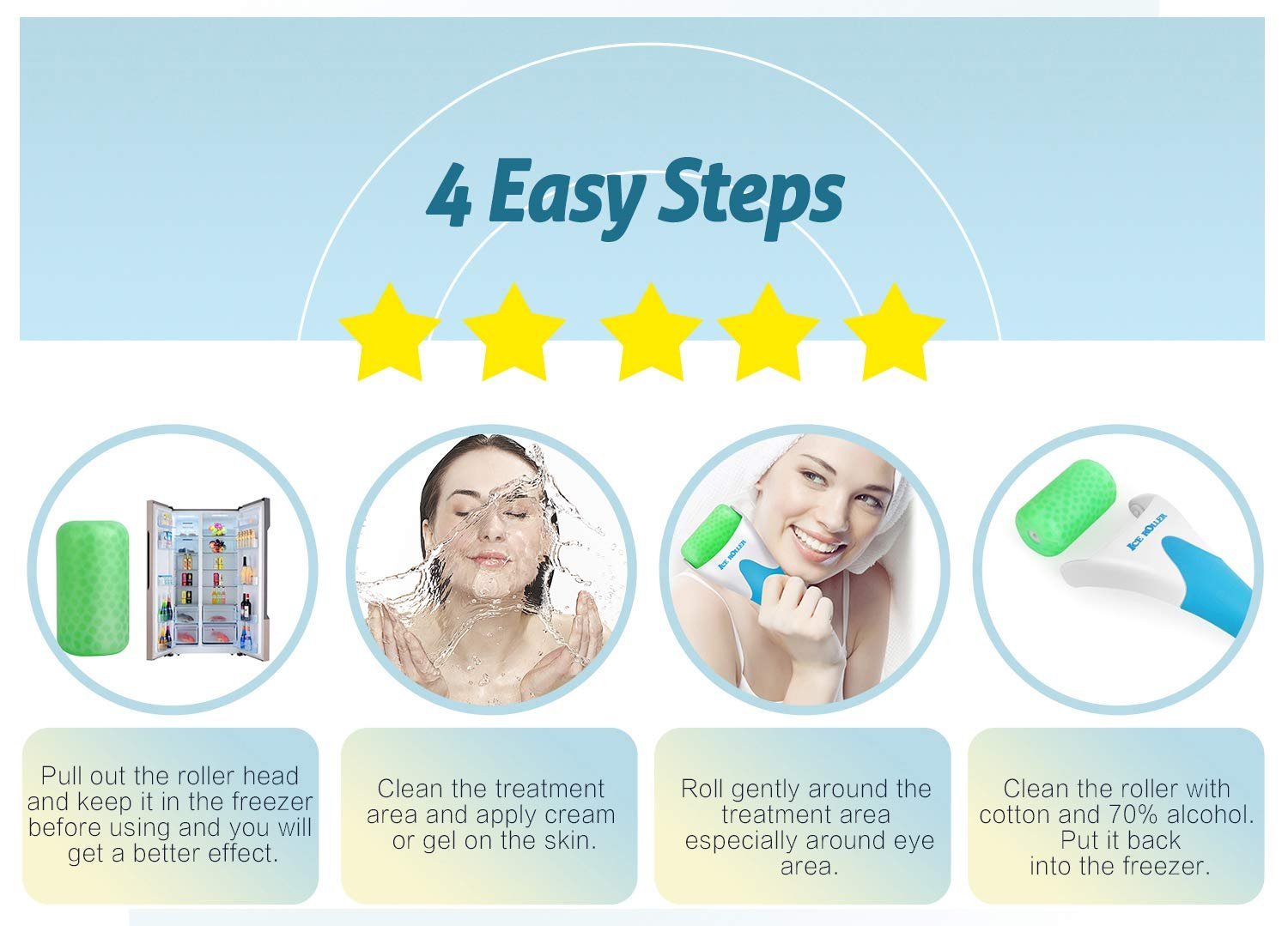 ESARORA Ice Roller for Face & Eyes – Reduces Puffiness, Migraine, Pain & Minor Injuries, Skin Care Tool - Image 5