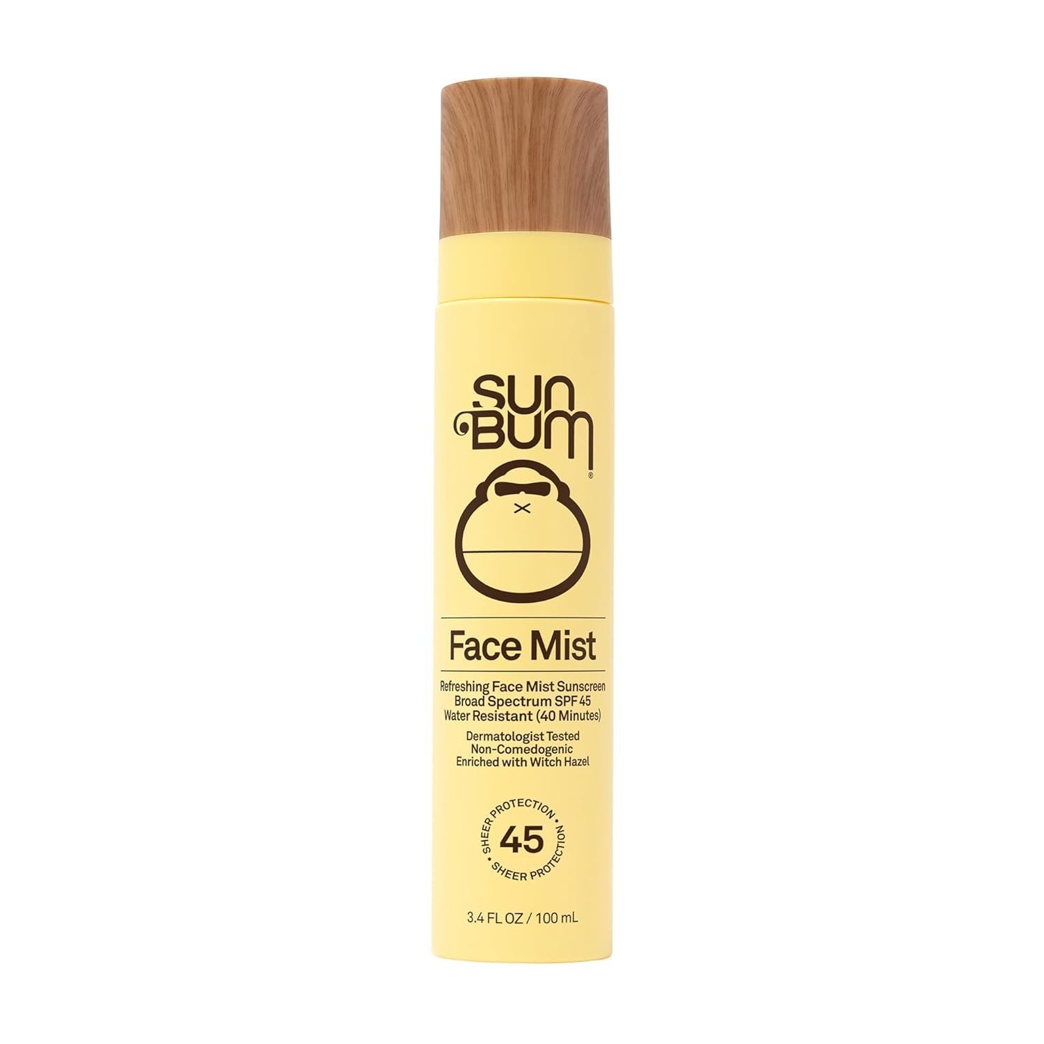 Sun Bum Original SPF 45 Sunscreen Face Mist, Broad Spectrum Moisturizing Facial Spray with Vitamin E, Reef-Compliant, Travel Size, 3.4 oz
