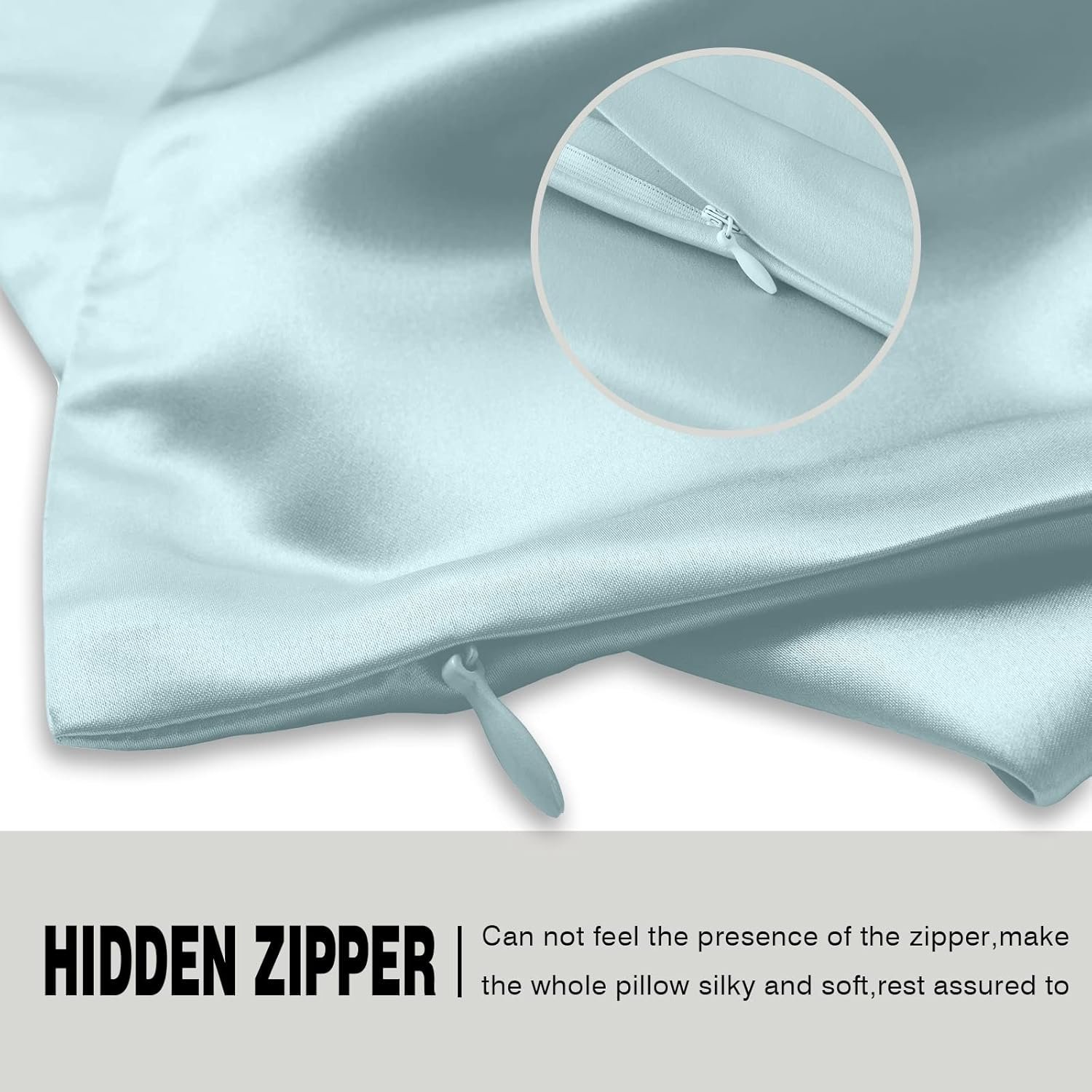 Mulberry Silk Pillowcase for Hair and Skin – Standard 20" x 26" with Hidden Zipper, Soft, Breathable, Smooth & Cooling Pillow Cover for Sleeping (Haze Blue, 1 Pc) - Image 5