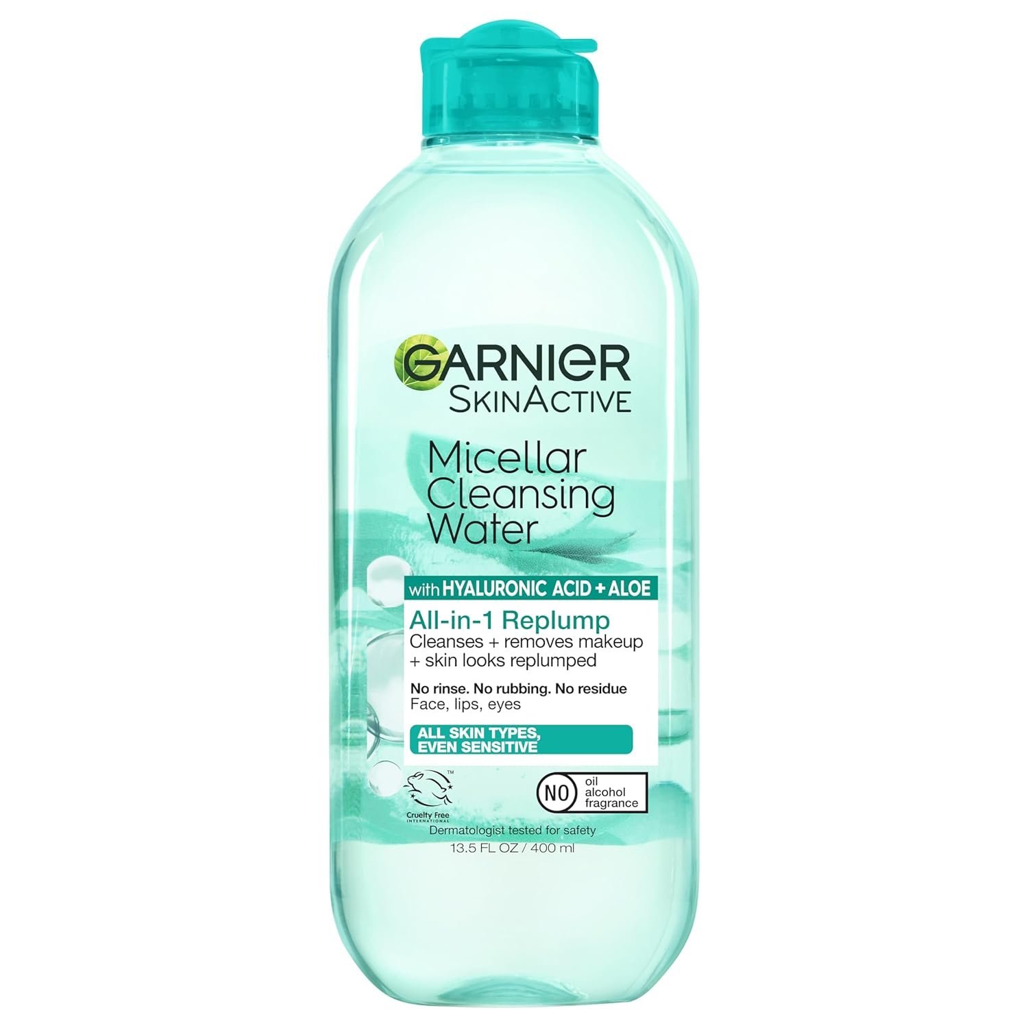 Garnier Micellar Water with Hyaluronic Acid Facial Cleanser and Makeup Remover Hydrating Vegan Unscented 13.5 Fl Oz Pack of 2