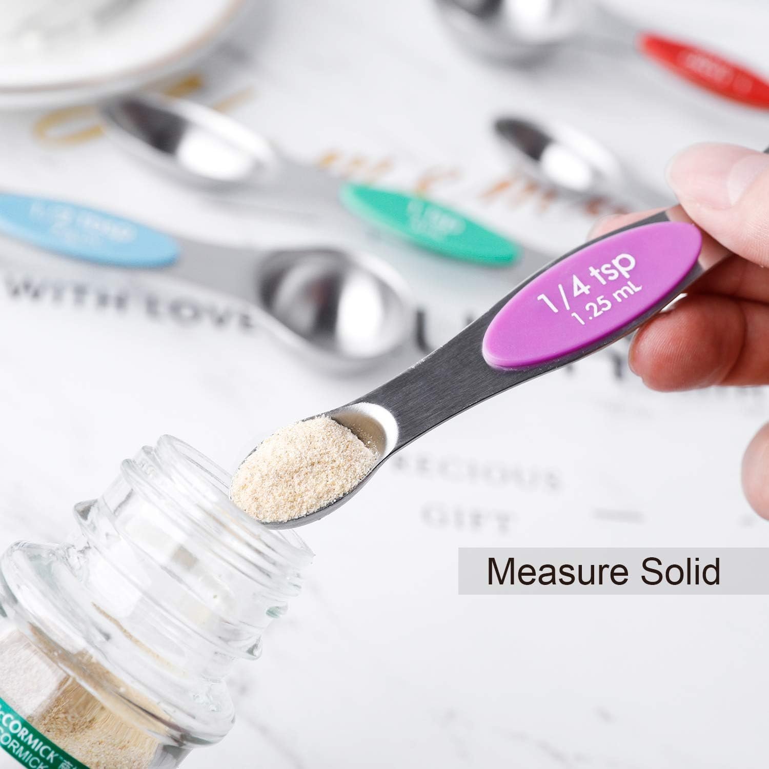Magnetic Measuring Spoons Set – Stainless Steel, Stackable Dual-Sided Teaspoons & Tablespoons for Dry and Liquid Ingredients, Set of 6 - Image 8