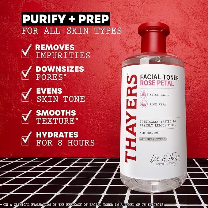THAYERS Alcohol-Free Rose Petal Witch Hazel Facial Toner, Hydrating and Soothing, 12oz, for All Skin Types (Packaging May Vary)