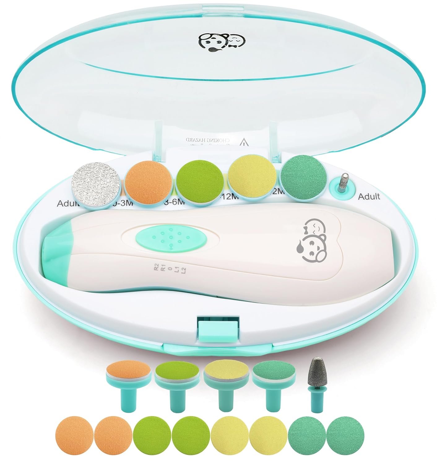 Royal Angels Baby Nail Trimmer 21-in-1 Electric Nail File Kit with Labeled Case & 13 Replacement Heads – Safe Nail Care for Newborns, Babies & Toddlers (Blue) - Image 11