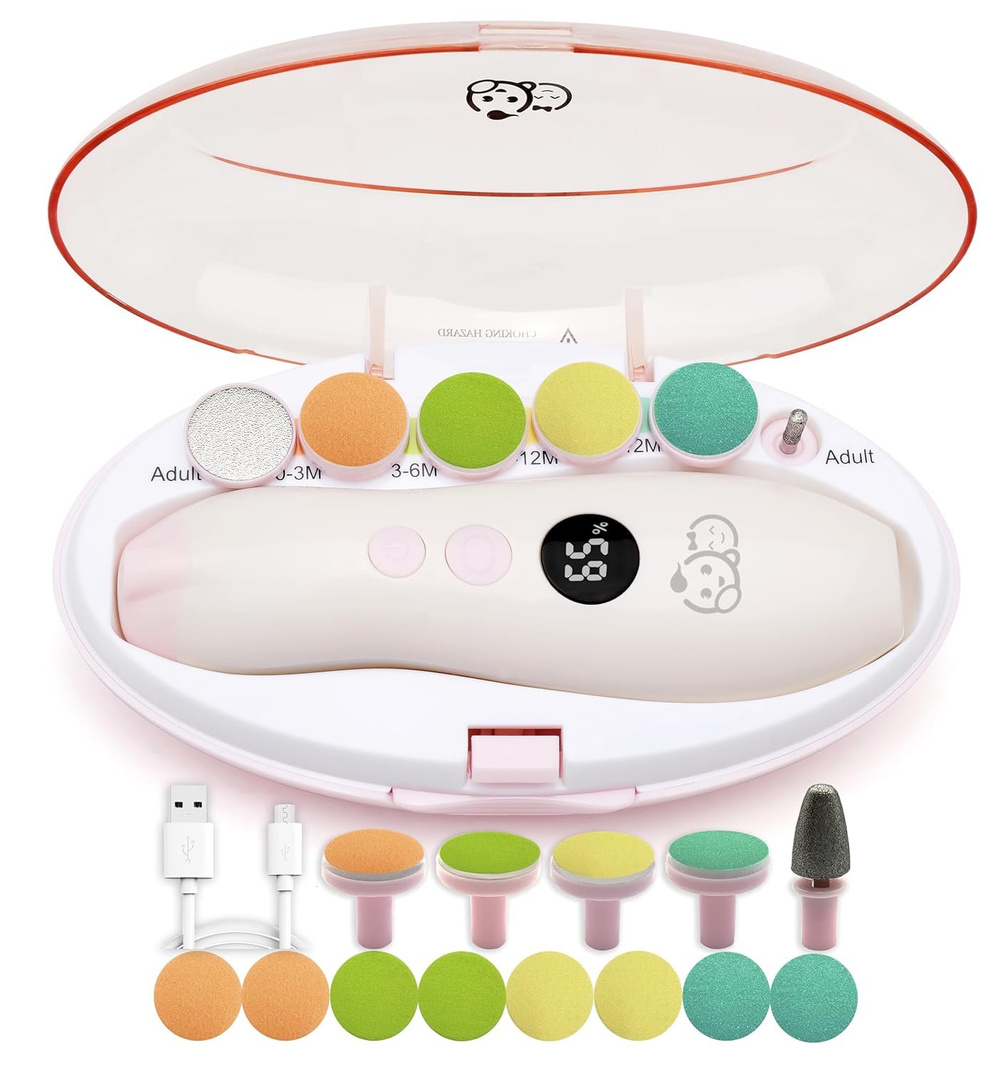 Royal Angels Baby Nail Trimmer 21-in-1 Electric Nail File Kit with Labeled Case & 13 Replacement Heads – Safe Nail Care for Newborns, Babies & Toddlers (Blue) - Image 15