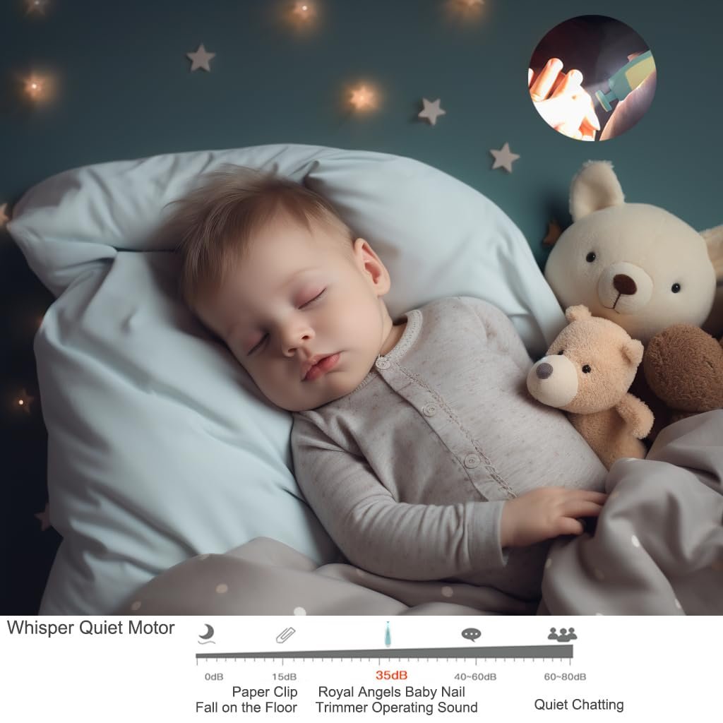 Royal Angels Baby Nail Trimmer 21-in-1 Electric Nail File Kit with Labeled Case & 13 Replacement Heads – Safe Nail Care for Newborns, Babies & Toddlers (Blue) - Image 6