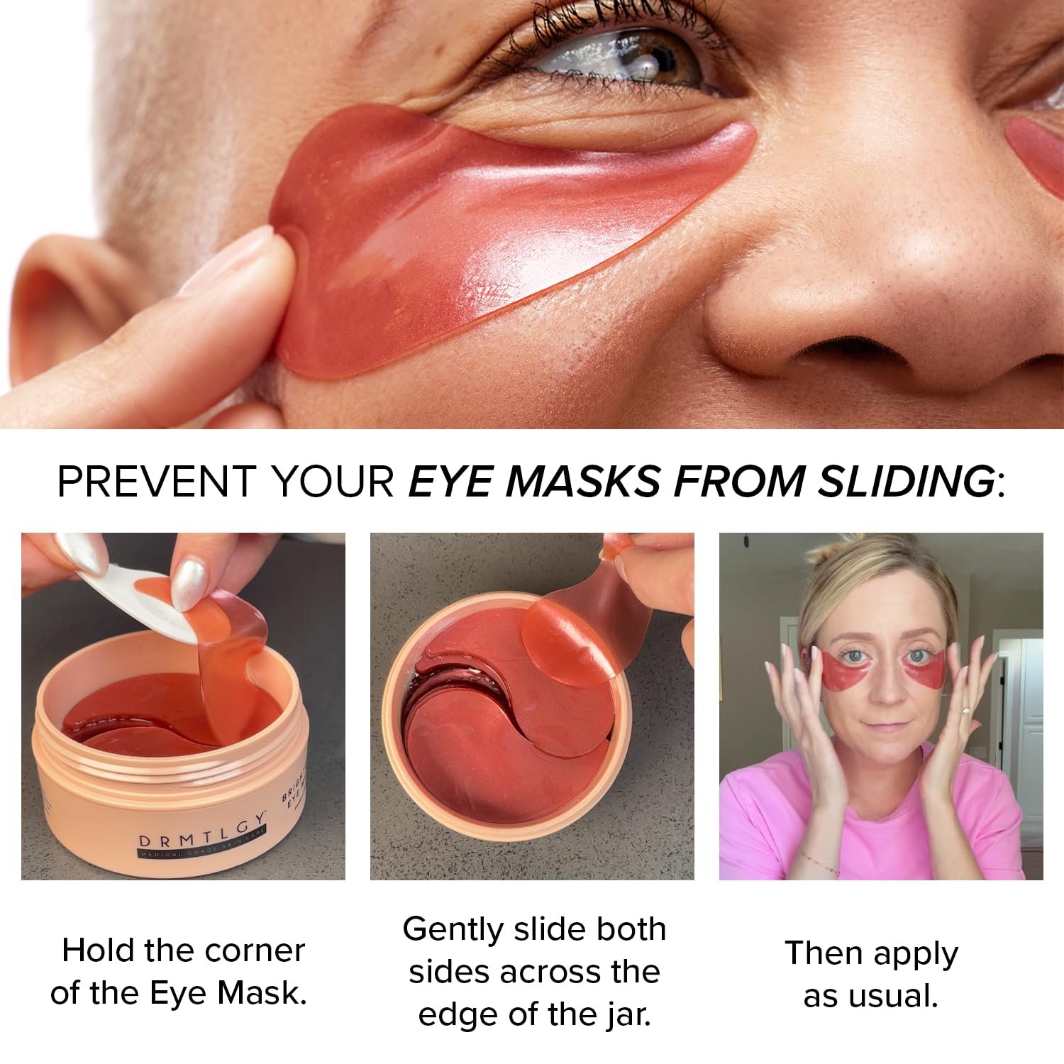 DRMTLGY Brightening Eye Masks with Caffeine and Hyaluronic Acid, Under Eye Patches for Dark Circles and Puffiness, 30 Pairs - Image 3