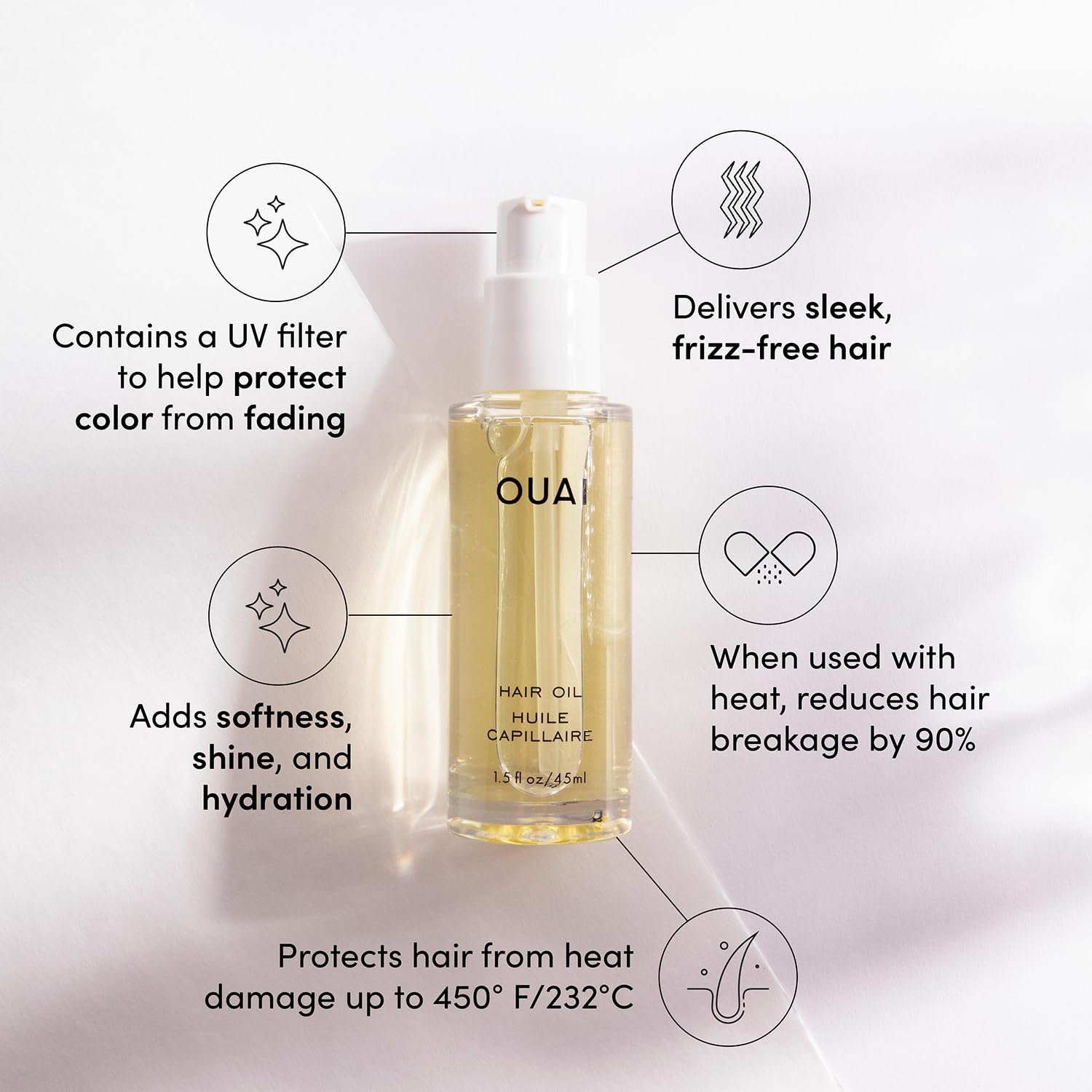 OUAI Hair Oil – Heat Protectant for Hair, Frizz Control, Adds Shine & Smooths Split Ends, Color-Safe, Paraben, Phthalate & Sulfate Free - Image 2