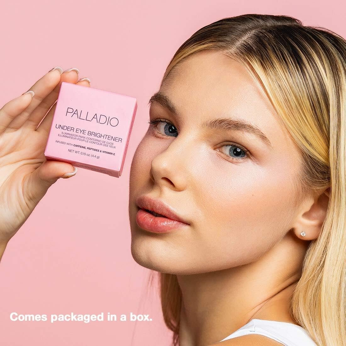 Palladio Under Eye Brightener – Conceals, Brightens, and Reduces Appearance of Dark Circles with Caffeine, Peptides & Vitamin E, Tired Skin Color Correcting Brightener & Primer, Light to Medium (Soft Pink) - Image 6