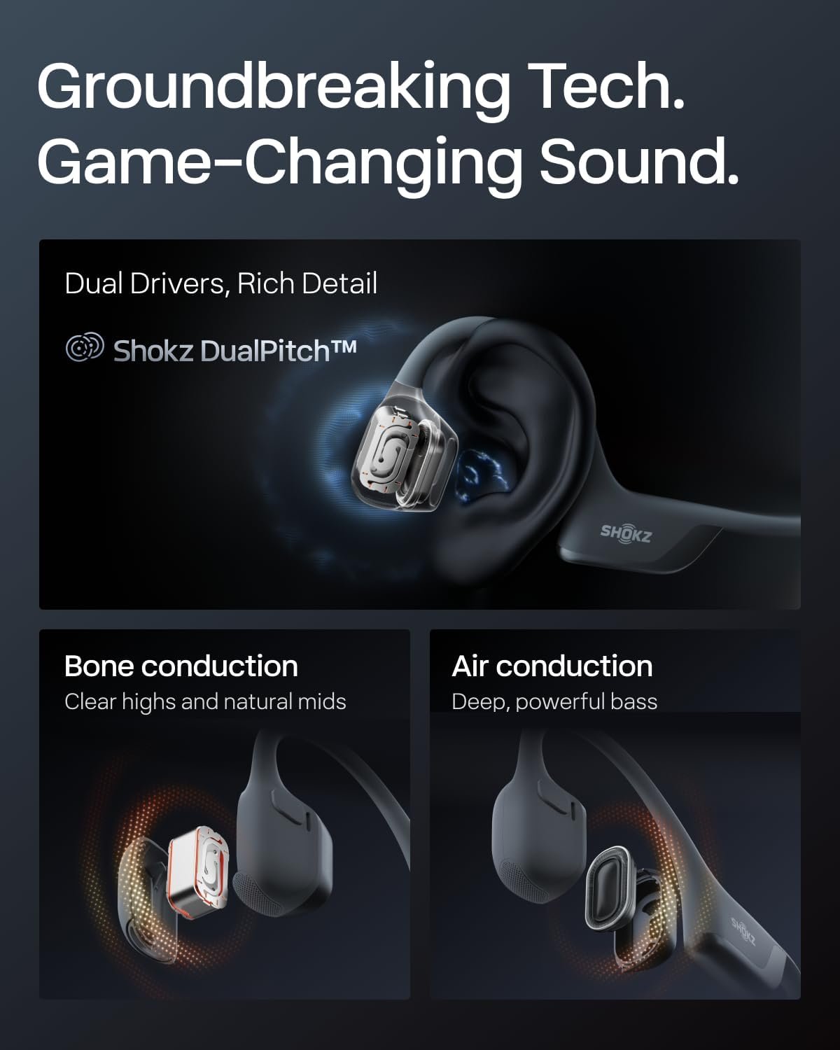 SHOKZ OpenRun Pro 2 Bone Conduction Open-Ear Bluetooth Headphones Wireless Sports Earphones with Deep Bass and Smart Mic - Image 4