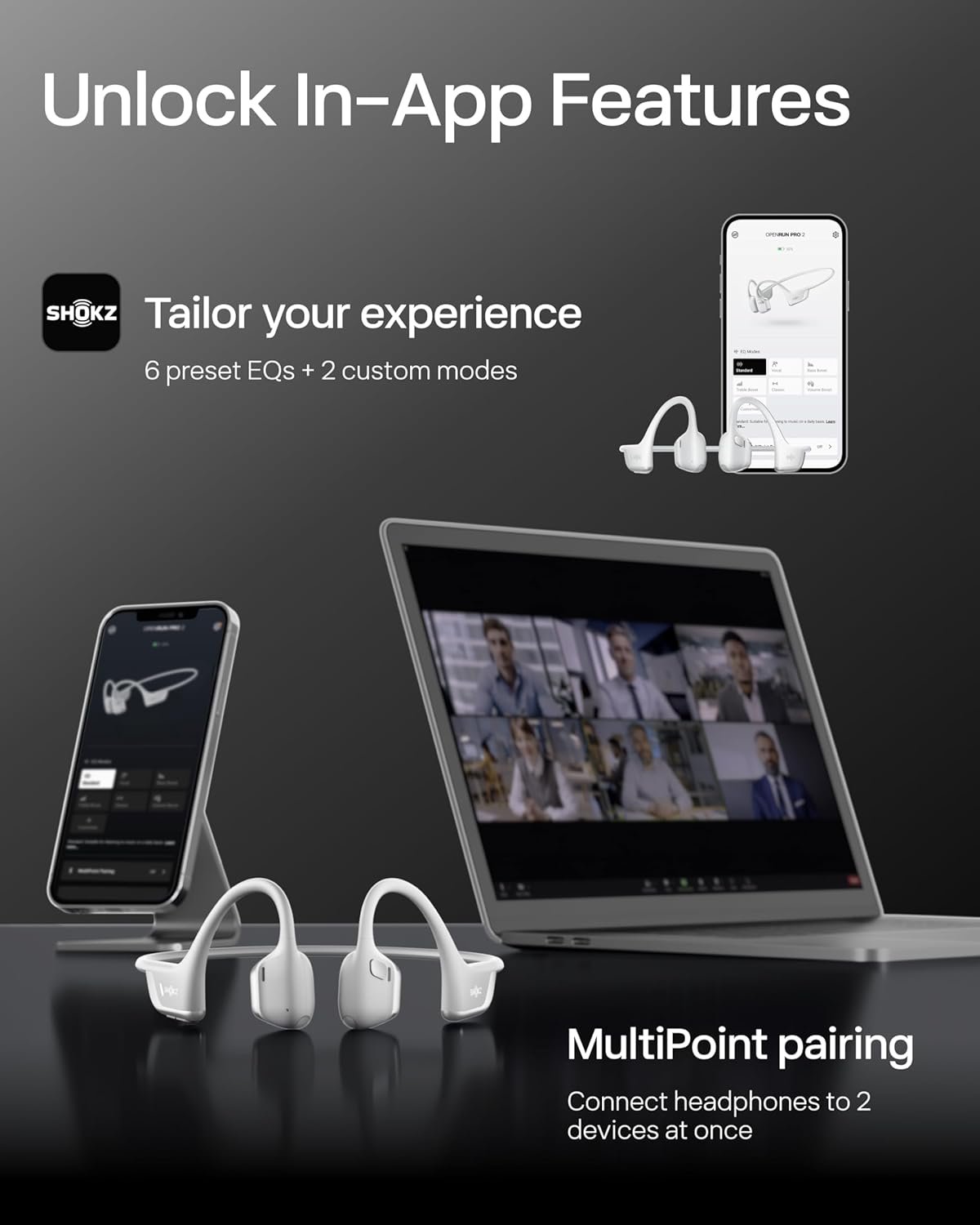 SHOKZ OpenRun Pro 2 Bone Conduction Open-Ear Bluetooth Headphones Wireless Sports Earphones with Deep Bass and Smart Mic - Image 34