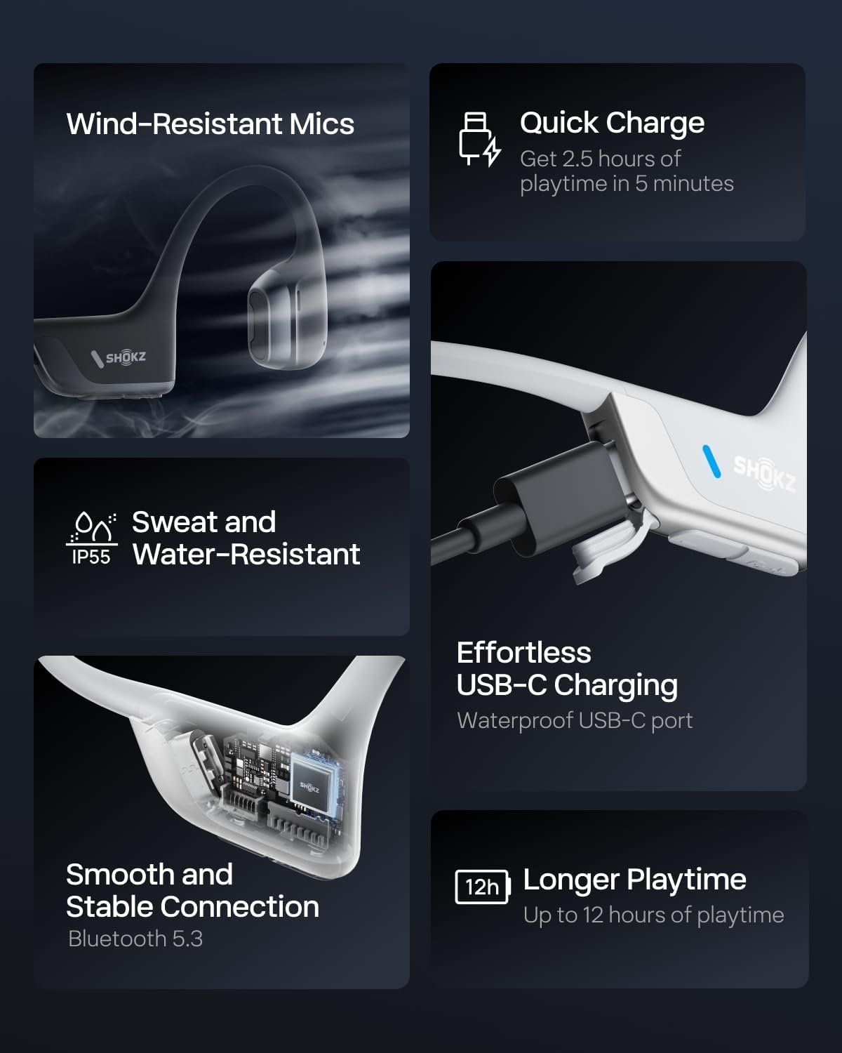 SHOKZ OpenRun Pro 2 Bone Conduction Open-Ear Bluetooth Headphones Wireless Sports Earphones with Deep Bass and Smart Mic - Image 36