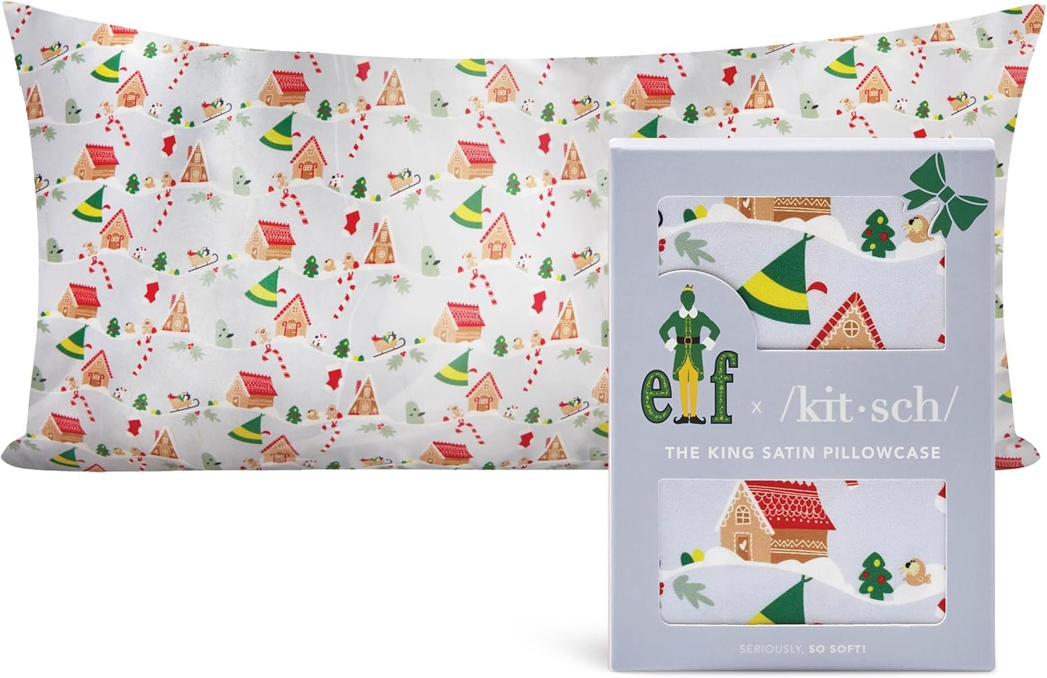 The Grinch x Kitsch Satin Pillowcase for Hair and Skin Cooling Wrinkle Reducing Pillow Cover with Zipper King Size - Who-Ville - Image 18