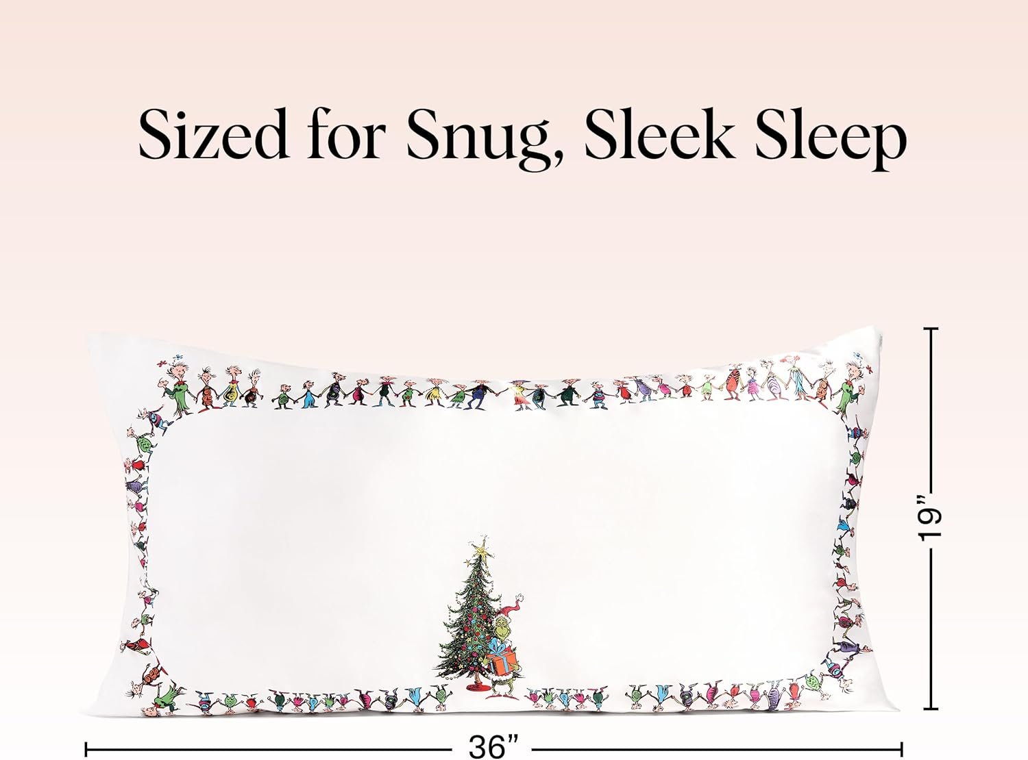 The Grinch x Kitsch Satin Pillowcase for Hair and Skin Cooling Wrinkle Reducing Pillow Cover with Zipper King Size - Who-Ville - Image 5