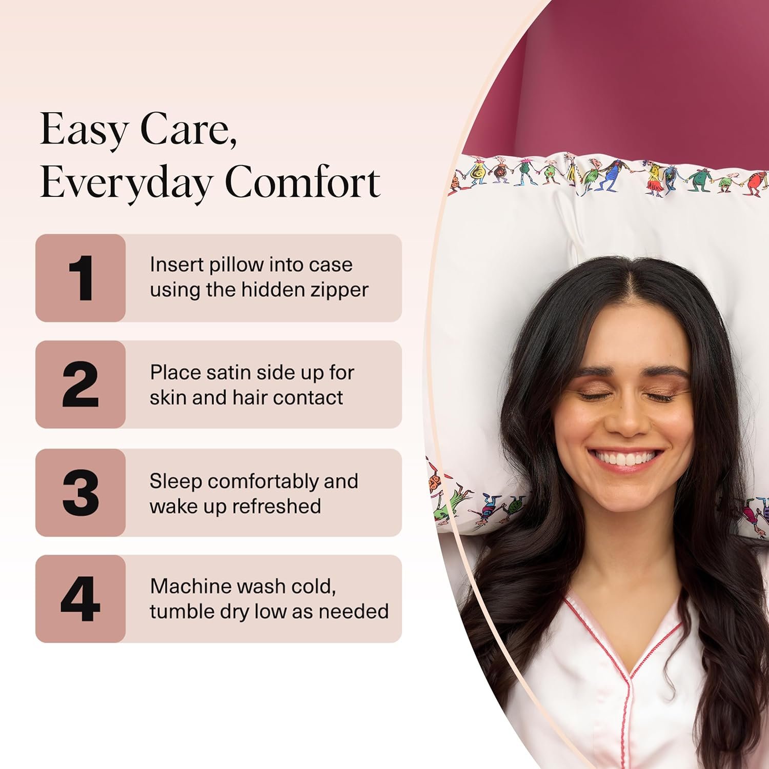 The Grinch x Kitsch Satin Pillowcase for Hair and Skin Cooling Wrinkle Reducing Pillow Cover with Zipper King Size - Who-Ville - Image 7