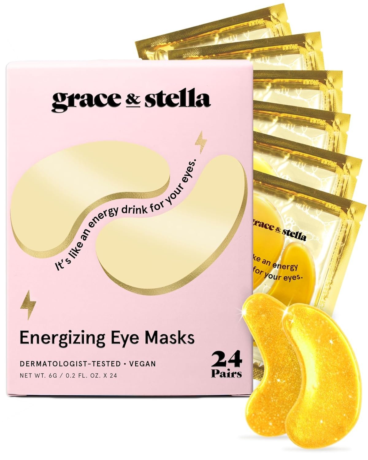 grace and stella Under Eye Mask Gel Patches for Dark Circles Puffy Eyes and Undereye Bags Vegan (24 Pairs, Gold)