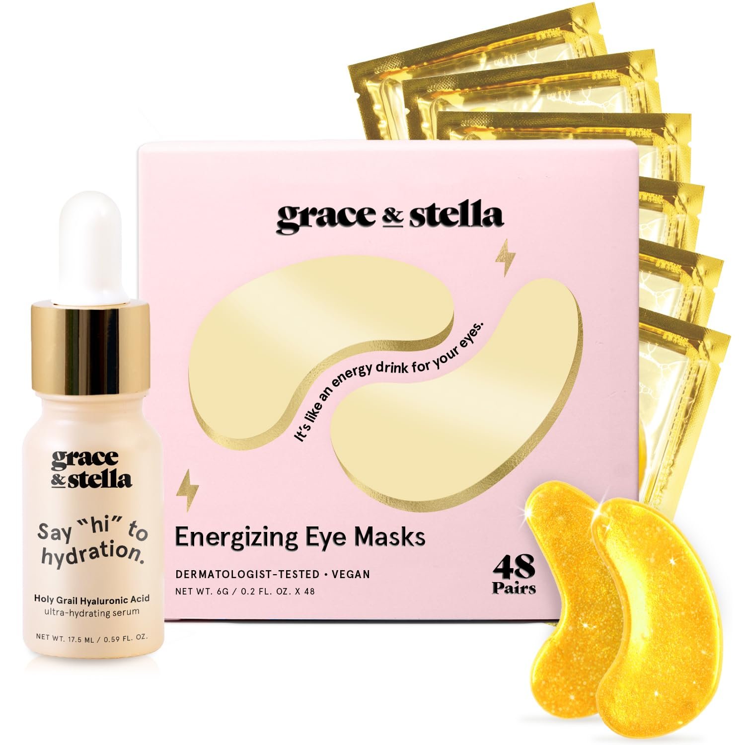 grace and stella Under Eye Mask Gel Patches for Dark Circles Puffy Eyes and Undereye Bags Vegan (24 Pairs, Gold) - Image 11