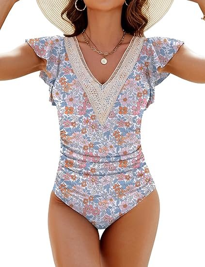 Blooming Jelly Women’s One-Piece Swimsuit – Tummy Control Slimming Bathing Suit with Ruffle and Lace Detail - Image 9