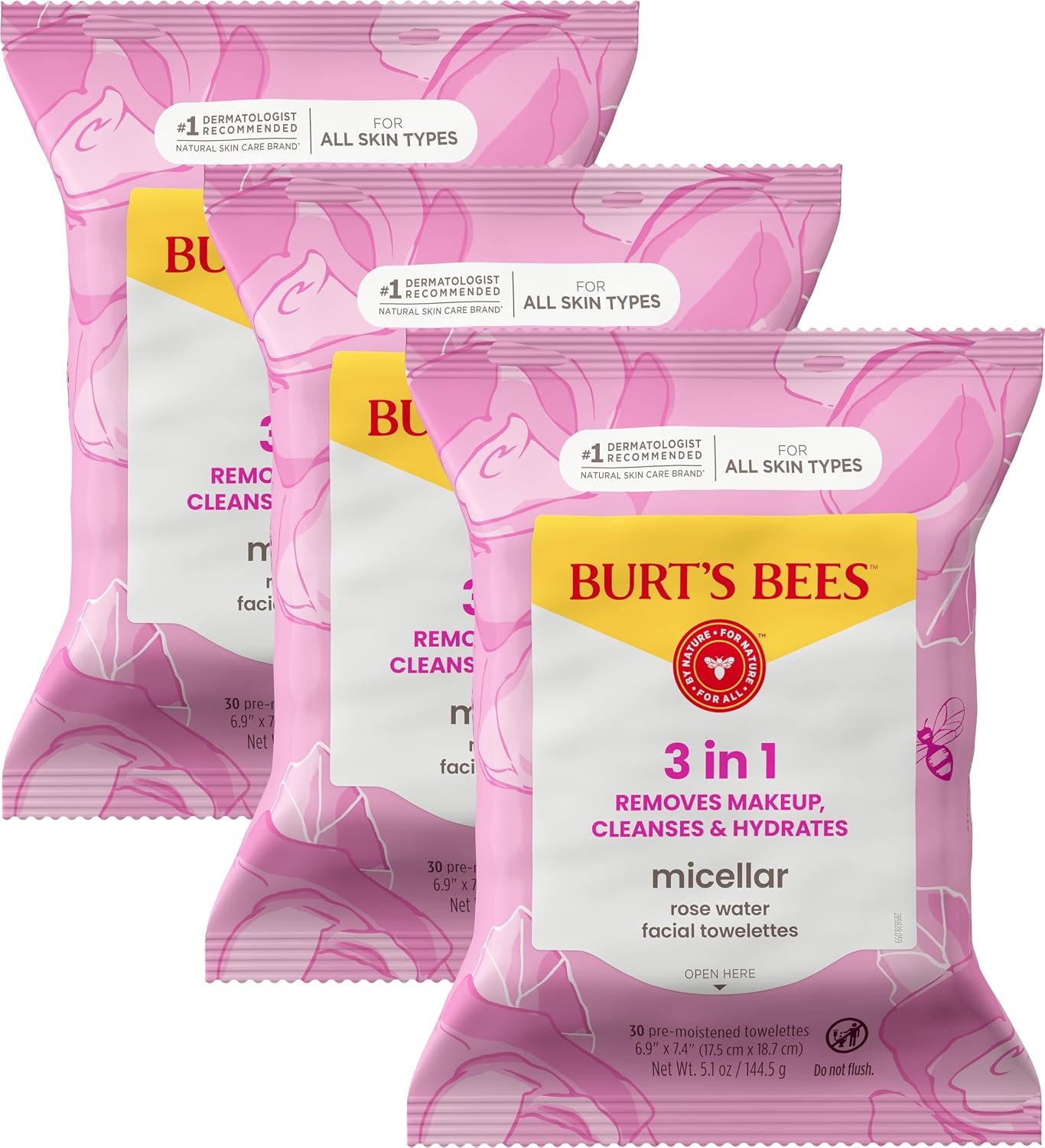 Burt's Bees 3-in-1 Micellar Rose Water Facial Towelettes